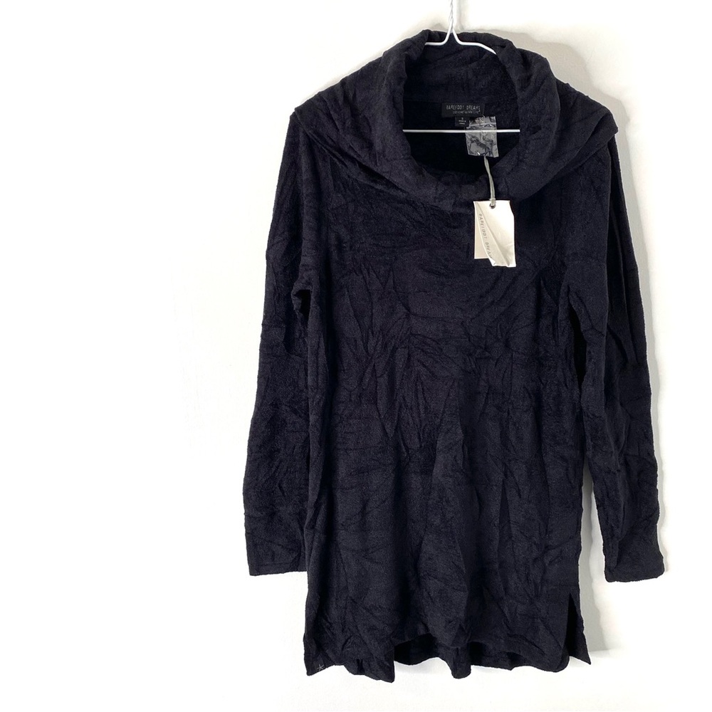 Barefoot Dreams CozyChic UltraLite Cowl Neck Hi Low Tunic in Black NWT